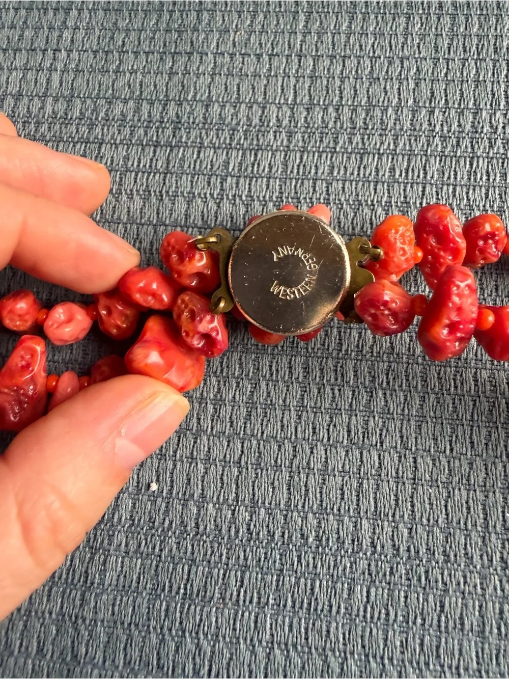 Vintage Western Germany Double Strand Simulated Coral Necklace